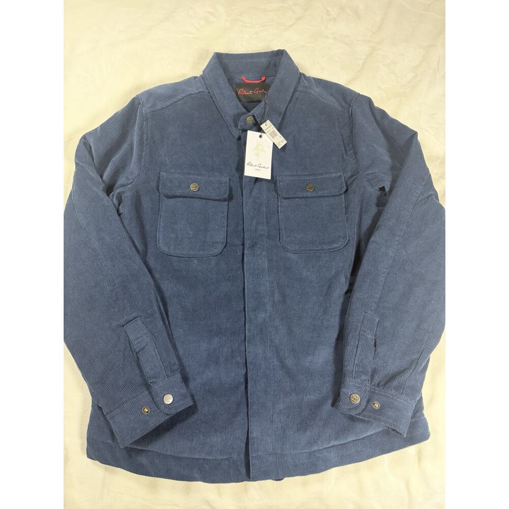 Robert Graham Mens Corduroy Button Down Quilted Lined Shacket Navy Size S NWT
